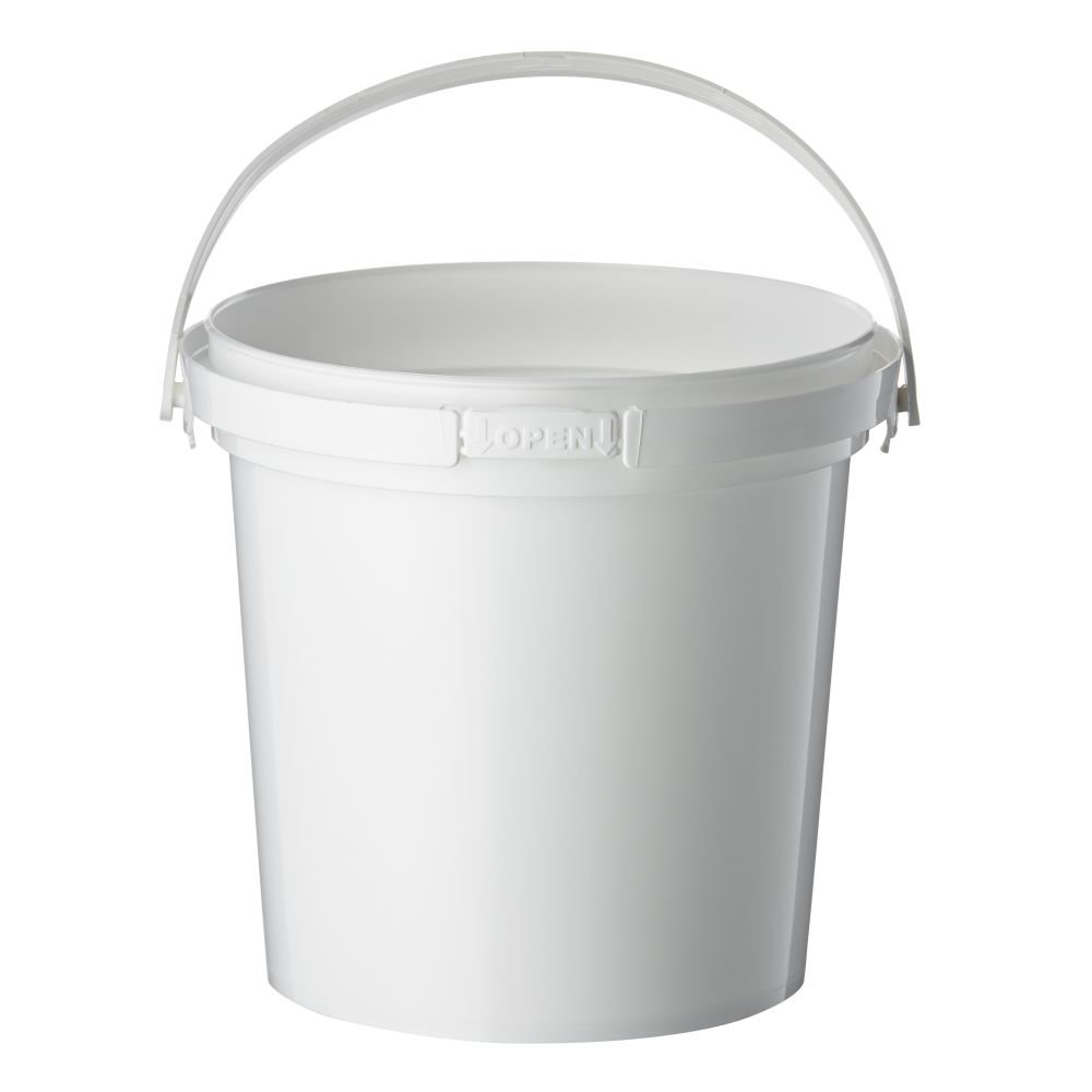 1.1L White PP Tub With Handle With TE Push On Neck