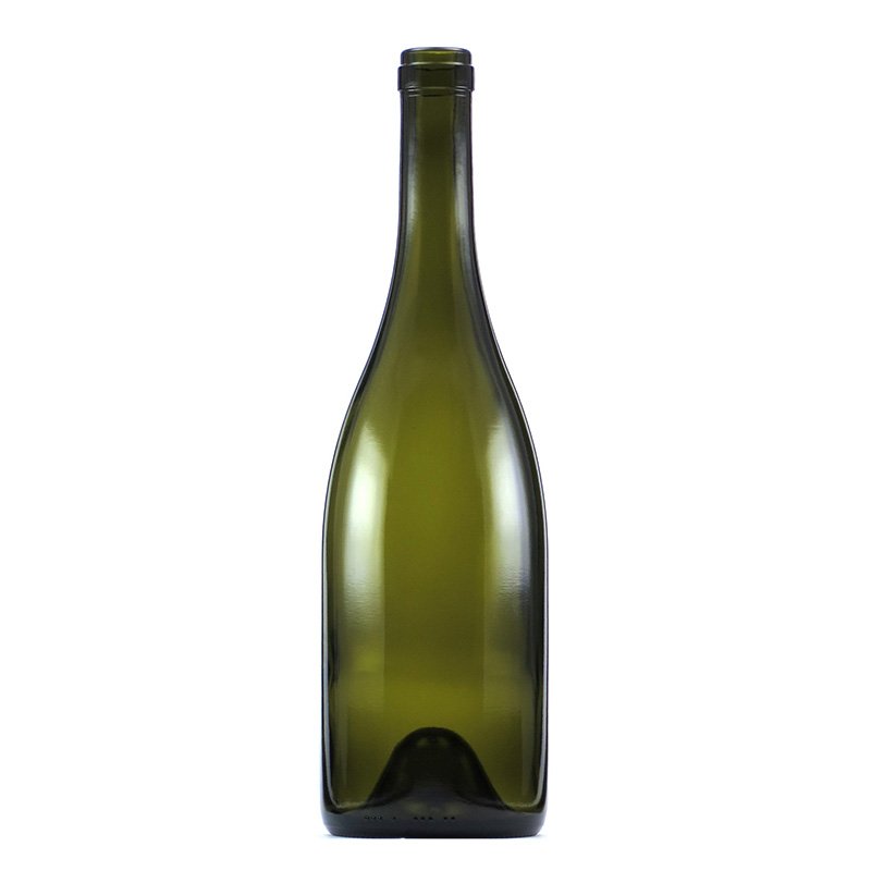 750ml Antique Green Glass Premium Burgundy Bottle With Cork Neck