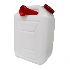 10L Natural HDPE Rectangular Jerrican & Spout With 58mm Screw Neck
