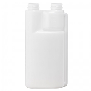 1L Natural HDPE Twin Neck Chamber Bottle With 38mm TT Screw Neck