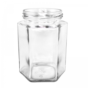 300ml Clear Hexagonal Glass Jar with 63mm Twist Neck (Ctn 24)