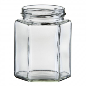 270ml Flint Glass Hexagonal Jar With 63mm Twist Neck