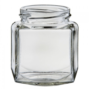 270ml Flint Glass Squexagonal Jar With 63mm Twist Neck