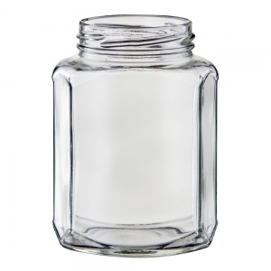 375ml Glass Squexagonal Jar With 63mm Twist Neck