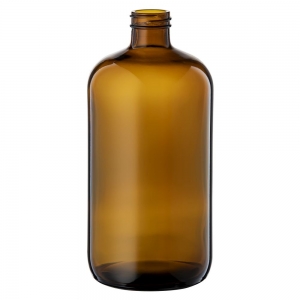1L Amber Glass Round Bottle With 33mm 400 Screw Neck