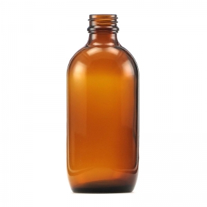 200ml Amber Glass Round Bottle With 24mm Tampertel Neck
