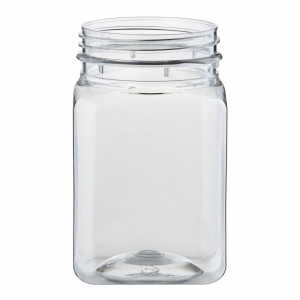 400ml Clear PET Square Jar With 63mm TE Screw Neck