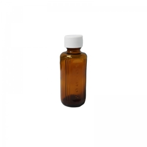 100ml Amber Glass Poison Bottle With 24mm White Wadded CRC Screw Cap (Pk 10)