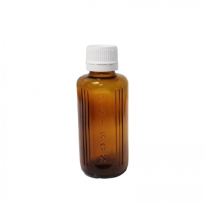 100ml Amber Glass Poison Bottle With 24mm White PP Wadded TT Screw Cap (Pk 10)