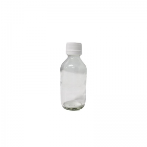 100ml Flint Glass Round Bottle With 24mm White PP TT Screw Cap (Pk 10)