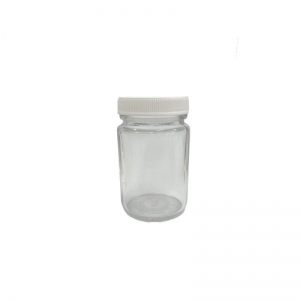 100g Flint Glass Round Jar With 48mm 400 White PP Screw Cap (Pk 10)