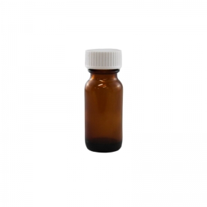 10ml Amber Glass Round Bottle With 20mm 400 White PP Screw Cap (Pk 20)