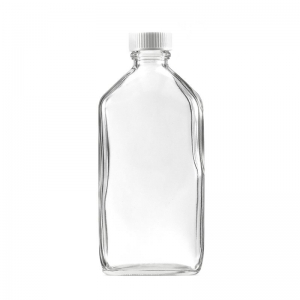 200ml Flint Glass Flask Bottle With 24mm 400 White PP Screw Cap (Pk 10)