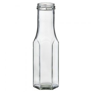 250ml Flint Glass Hexagonal Sauce Bottle With 43mm Twist Neck