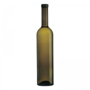500ml Antique Green Glass Bamboo Wine Bottle With Plate FA Cork Neck